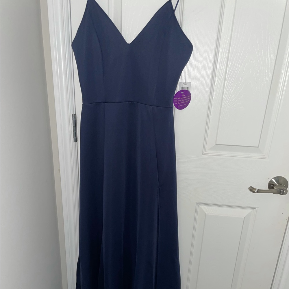 Navy blue dress with slit